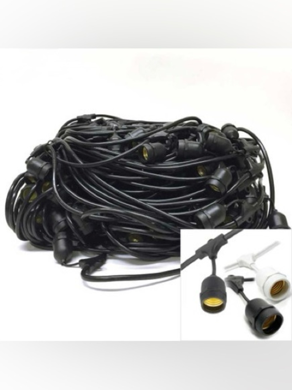 Outdoor String Light Sockets - Black Multi-Socket Strand